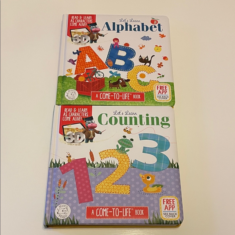 Let’s Learn Alphabet & Counting 3D Come To Life Books Set of 2 Hippo Magic